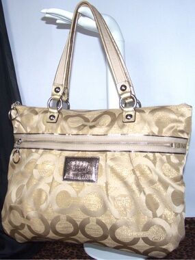 2009 Vintage Gold Coach Poppy Tote Bag